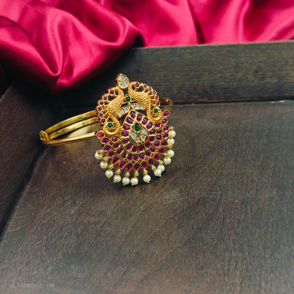 Women's Single Armlet - peacock design-ruby Stone