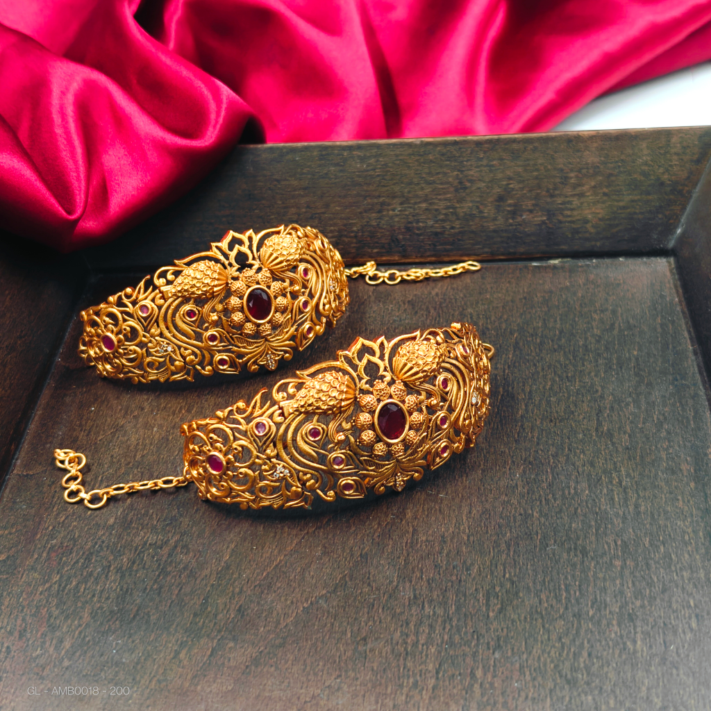 Armlet - peacock design -Ruby Stone-pair