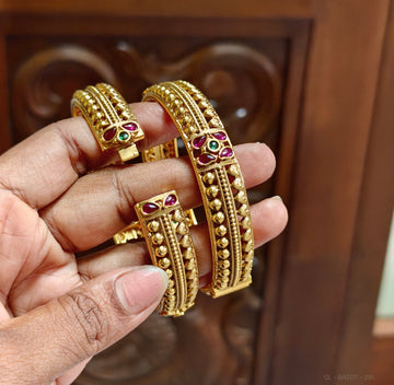 Gold look Kemp Kada Bangles - Screw Open
