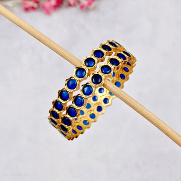 Vintage Kemp Stone Bangles - Blue