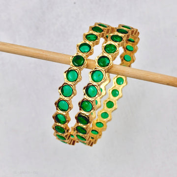 Vintage Kemp Stone Bangles - Green