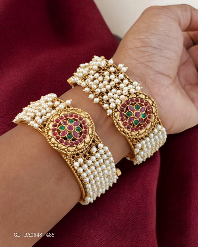 Screw type pearl cluster Kada Bangles GL-BA0648-485