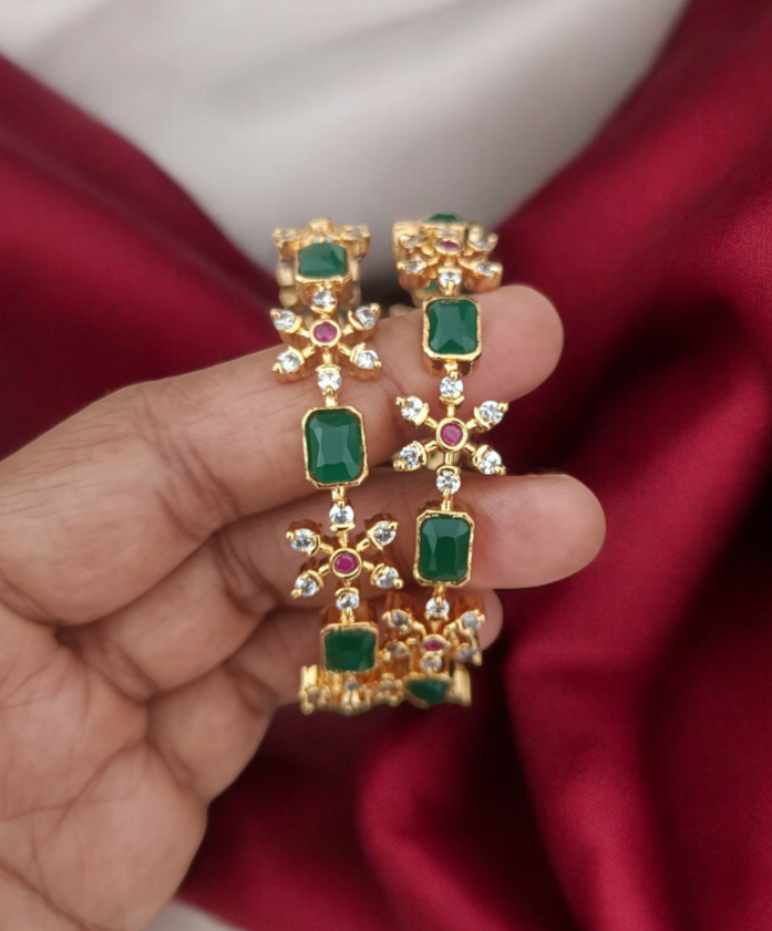2 Pc set AD  Emerald  Bangle Set GL-BA0661-135