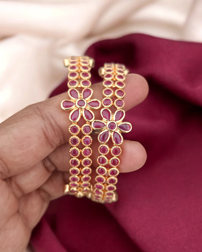 Ruby Floral Bangle Set GL-BA0881-98