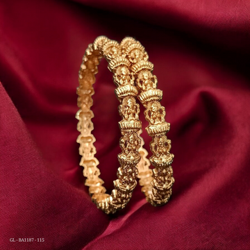 Gold Finish Seated Lakshmi Alligned Bangles GL-BA1187-115