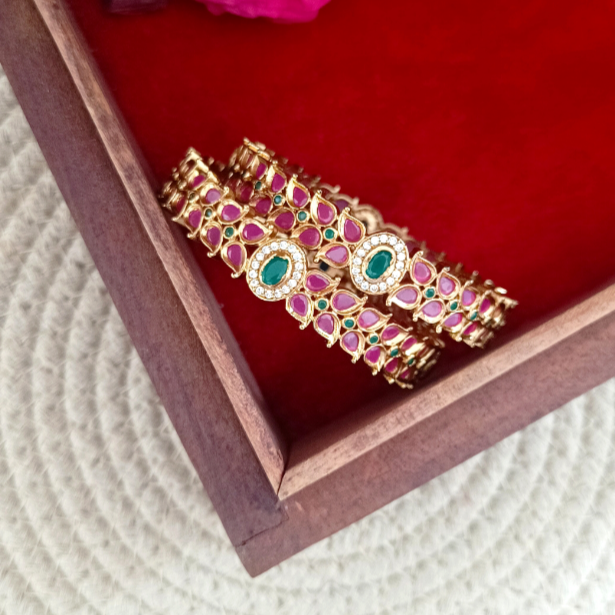 2 Pc set Ruby Emerald Bangles Set GL-BA1434-206