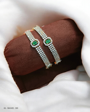 2 Pc set AD Stone Emerald Bangle Set GL-BA1435-185