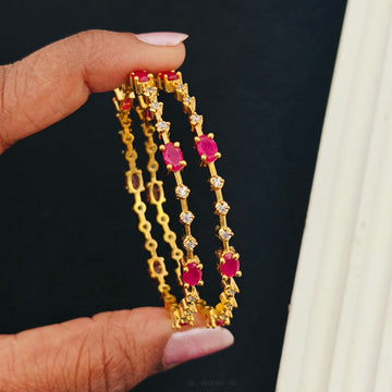 Kids Bangles - Ruby White Rain drop design