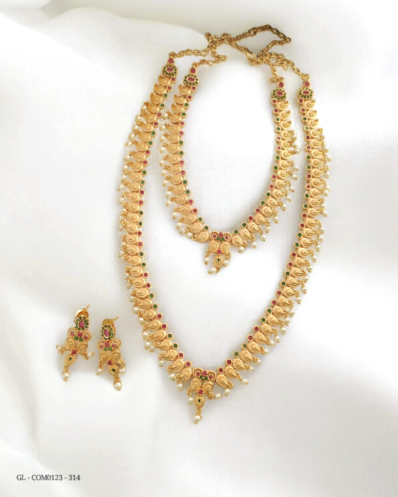 One Gram Gold Semi Bridal - Ruby Green GL-COM0123-313