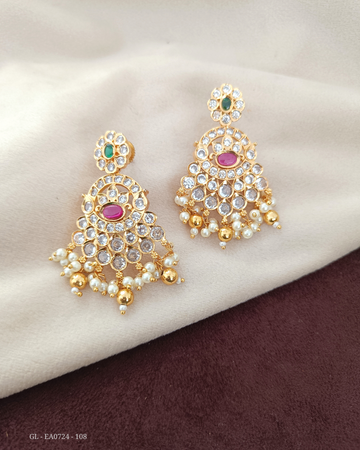 AD Ruby Emerald Stone Earrings GL-EA0724-108