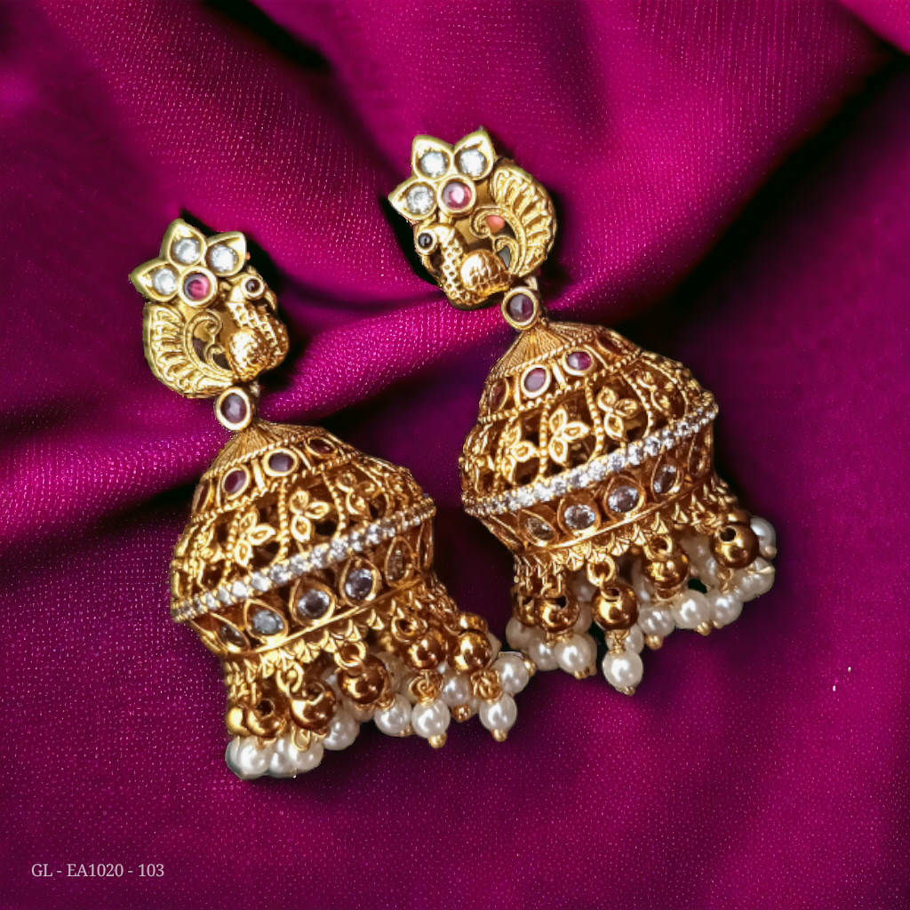 Antique Finish pearl cluster Jhumkas GL-EA1020-103