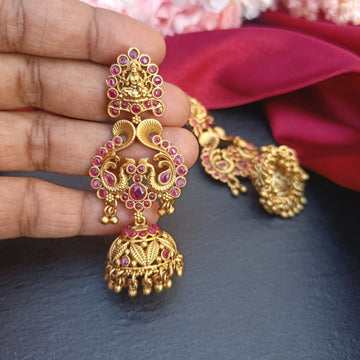 Ruby Peacock Lakshmi Style Jhumkas GL-EA1139-185