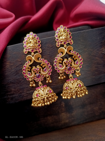 Ruby Peacock Lakshmi Style Jhumkas GL-EA1139-185