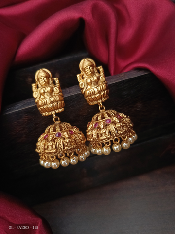 Antique Finish Ruby Lakshmi Jhumkas GL-EA1303-115