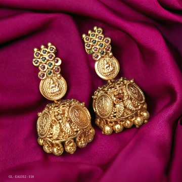 Antique Finish Multicolor Kemp Coin Jhumkas GL-EA1312-118