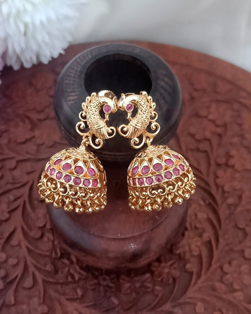 Micro polish peacock Jhumkas GL-EA1622-65