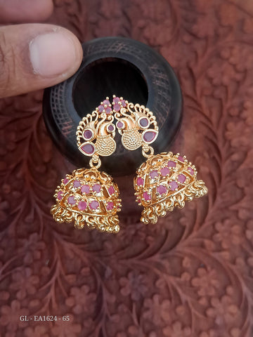 Gold Alike Ruby emerald Jhumkas GL-EA1624-65