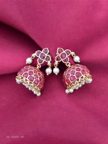 Gold Alike Ruby Emerald Jhumkas GL-EA1627-95