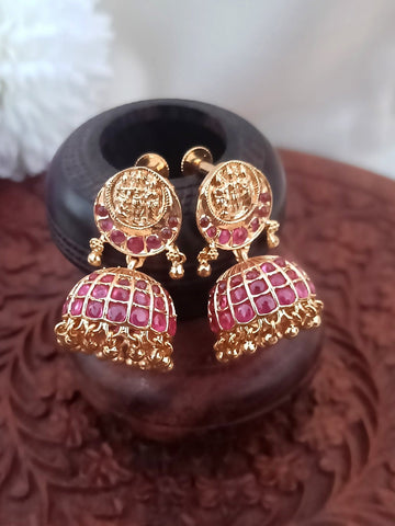 Gold Alike Ruby Emerald Jhumkas GL-EA1631-95