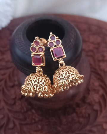 Gold Alike Ruby Emerald Jhumkas GL-EA1632-60