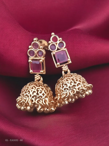 Gold Alike Ruby Emerald Jhumkas GL-EA1632-60