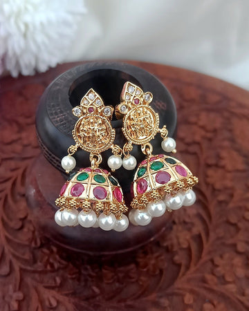 Gold Alike Ruby Emerald Temple Jhumkas GL-EA1634-80