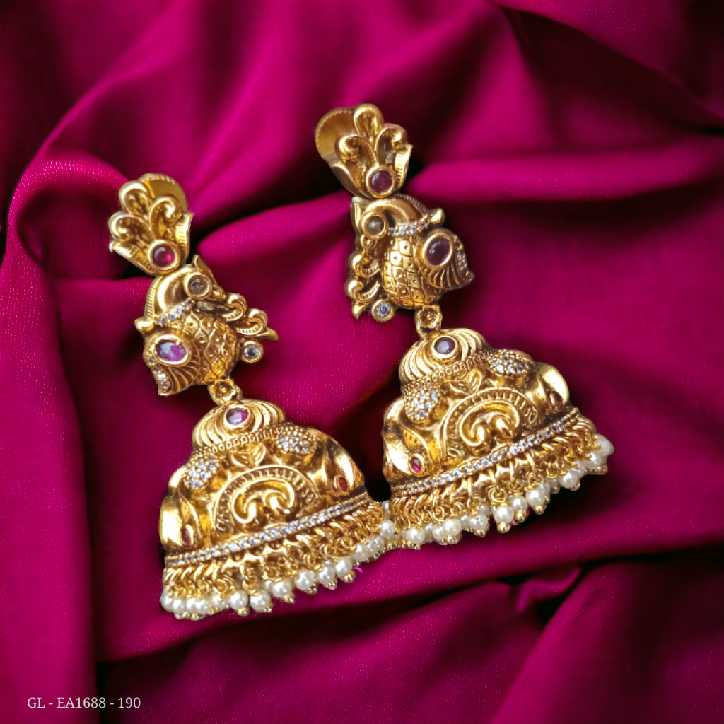 Matt Gold Finish Jhumkas GL-EA1688-190