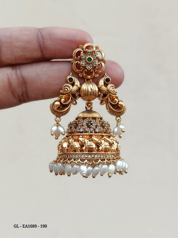 Nagas Gold Finish peacock Jhumka GL-EA1689-190