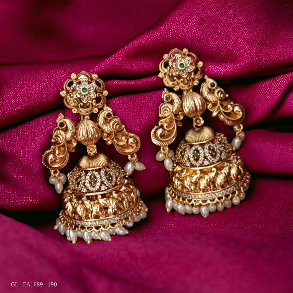 Matt Gold Finish Jhumkas GL-EA1689-190