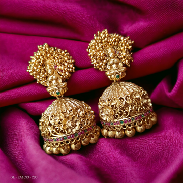 Matt Gold Finish Temple Jhumkas GL-EA1693-290