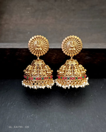 Gold Finish Temple Jhumka GL-EA1701-220