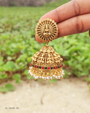 Gold Finish Temple Jhumka GL-EA1701-220