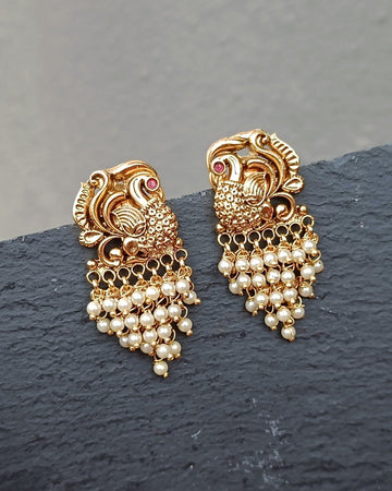 Peacock clustered pearl studs GL-EA1703-120