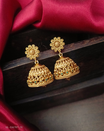 Antique Matt Finish simple Jhumkas GL-EA1707-70