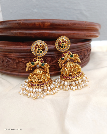 Antique Rice pearl Jhumkas GL-EA1842-260