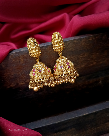 Gold Finish Nagas Temple Jhumkas GL-EA1847-240