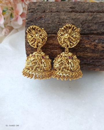 Flute Krishna  Bridal Temple Jhumkas GL-EA1853-240