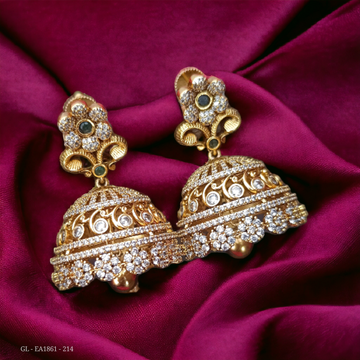 Cz Gold Finish Jhumkas GL-EA1861-190