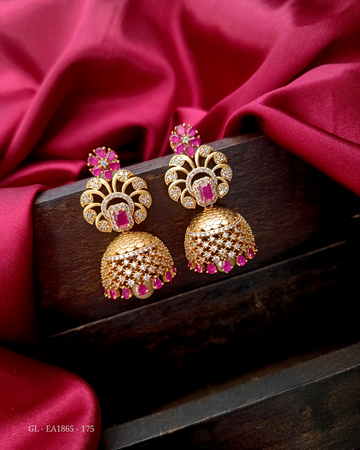 Cz Ruby Gold Finish Jhumka GL-EA1865-175