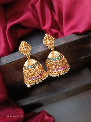 Gold Finish multicolor Temple Jhumkas GL-EA1868-175