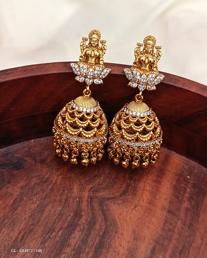 Gold Finish Cz Lakshmi Jhumka GL-EA1872-140