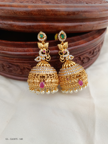 Gold Finish Peacock Jhumkas GL-EA1875-140