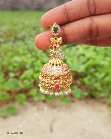 Gold Finish Peacock Jhumka GL-EA1875-140