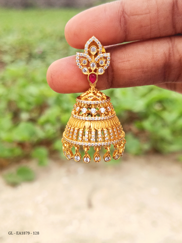 Cz Gold Finish Stone Jhumka GL-EA1879-128