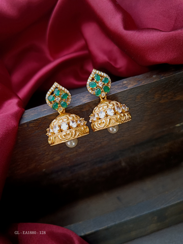 Cz Emerald stone Jhumkas GL-EA1880-128