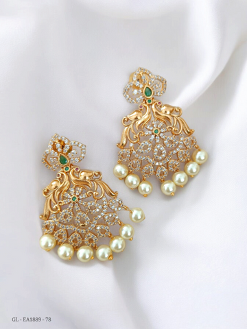 Peacock stone pearl earrings  GL-EA1889-78