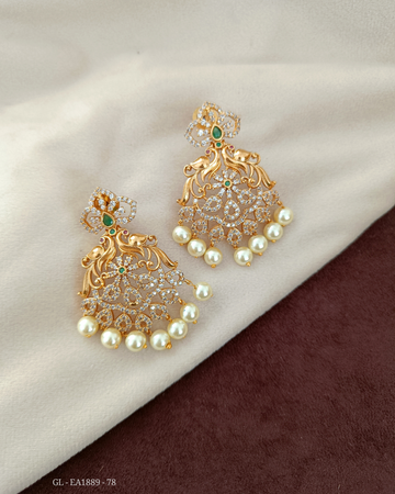 Peacock stone pearl earrings  GL-EA1889-78
