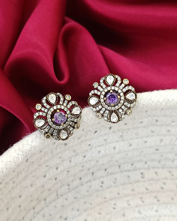Purple Cz Victorian studs GL-EA1951-100