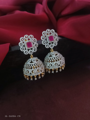 Screw back American Diamond Jhumkas GL-EA1954-170