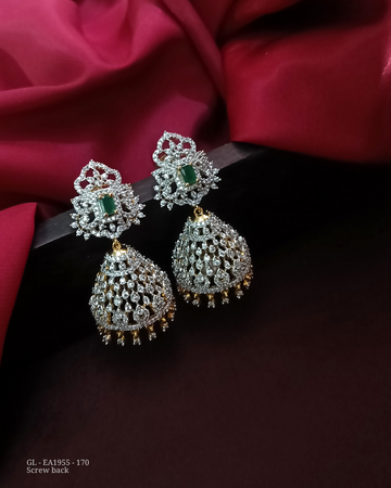 Screw back American Diamond Jhumkas GL-EA1955-170